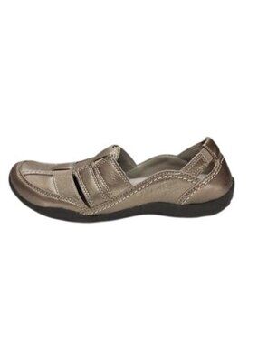 Clarks Womens 9 Pewter Slip On Cushion Comfort Sandals casual Shoes Haley Stork